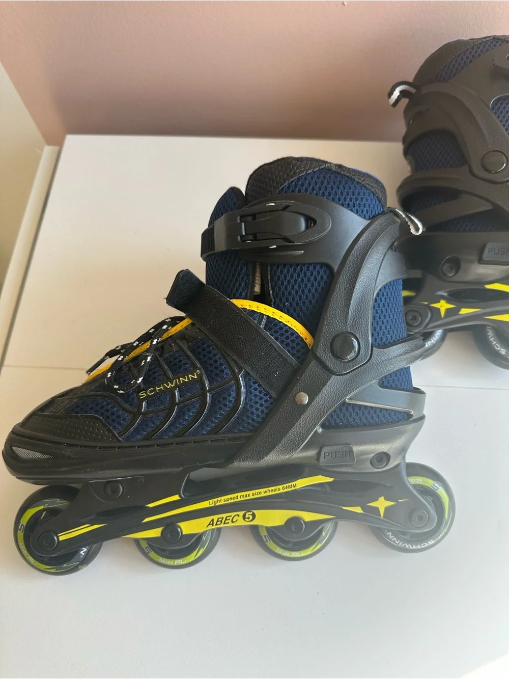 Schwinn Kids Rollerblades Youth size 5-8 Blue and Yellow Adjustable Inline Skate